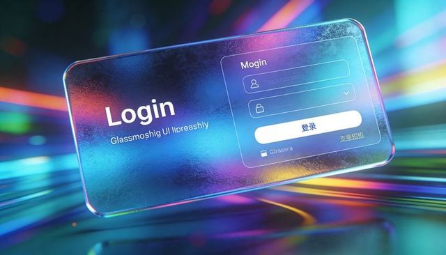 Futuristic glassmorphism login ui with neon trails, hover cursor and translucent login card