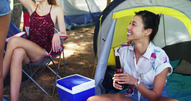 Young Adults Enjoying Casual Camping Conversation - Download Free Stock Images Pikwizard.com