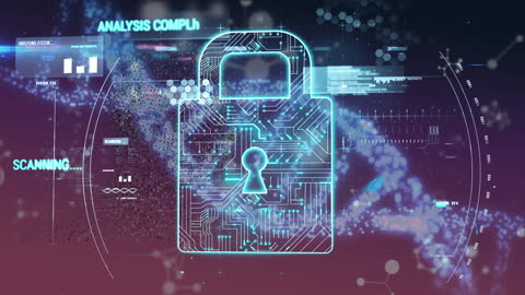 Futuristic Digital Lock with DNA and Data Visualization