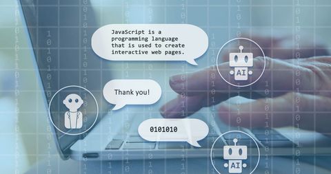 Programmer Engaging with AI Bots via Laptop in Digital Workspace - Download Free Stock Images Pikwizard.com