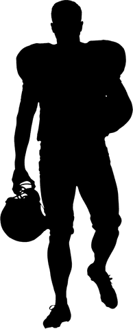 Transparent silhouette of helmeted american football player