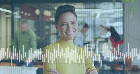 Confident Businesswoman Leading in Data-Driven Office Environment