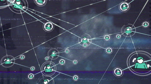 Futuristic Financial Network with Glitch Effect in 4K