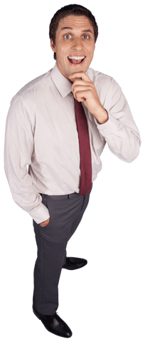 Transparent Background Businessman Idea Touching Chin