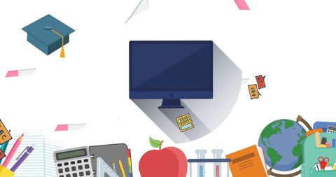Educational Tools and Icons on White Background Visual Concept - Download Free Stock Images Pikwizard.com