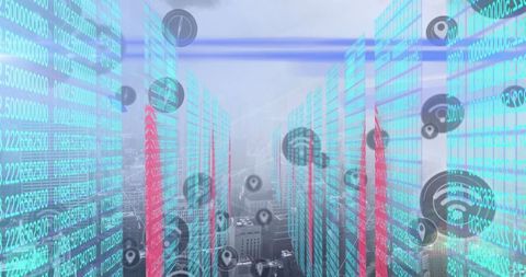 futuristic urban data landscape with digital network layers - Download Free Stock Images Pikwizard.com
