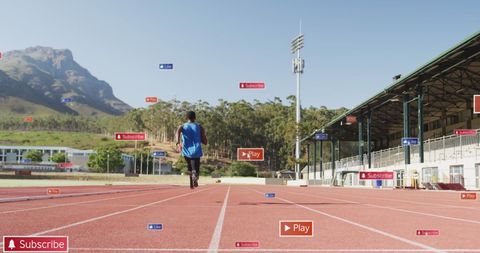Athlete on Race Track with Social Media Notifications Overlay - Download Free Stock Images Pikwizard.com