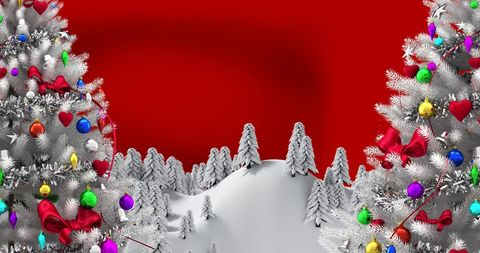 Christmas winter wonderland with decorated trees