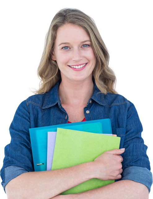 Transparent Smiling Student Holding Colorful Folders - Download Free Stock Videos Pikwizard.com