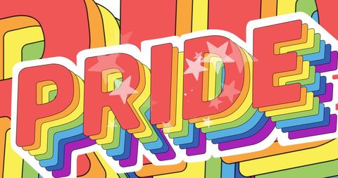 colorful 3d pride text with floating stars design - Download Free Stock Images Pikwizard.com