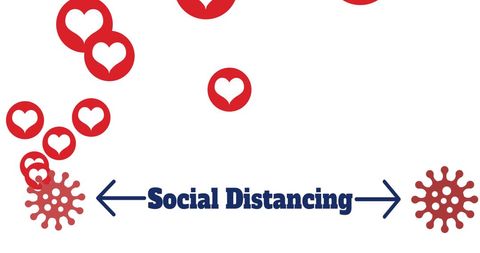 Social Distancing Emphasized with Virus and Heart Icons - Download Free Stock Images Pikwizard.com