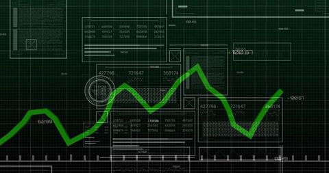 Dynamic Green Data Chart on Futuristic Digital Interface Background