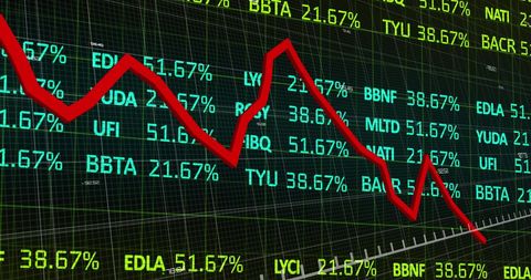 Falling Stock Market Graph with Data on Black Screen - Download Free Stock Images Pikwizard.com
