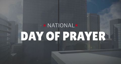 National Day of Prayer Concept Over Urban Cityscape Background