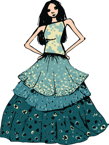 stylish female model long dress illustration transparent - Download Free Stock Videos Pikwizard.com
