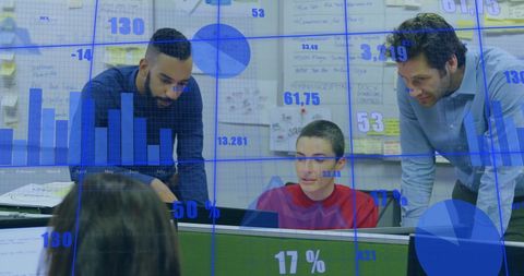 Diverse Team Collaborating Illustrating Global Data Analytics