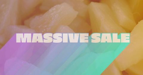 Massive sale banner featuring bold retro gradient typography and warm textured background