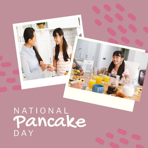 Happy Biracial Family Celebrating National Pancake Day - Download Free Stock Templates Pikwizard.com