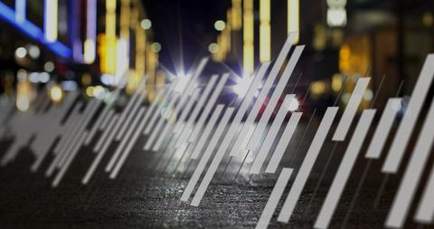 Dynamic Urban Nightscape with Abstract Overlayed Graphics