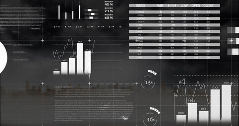 Futuristic Infographic Interface Over Foggy Cityscape - Download Free Stock Images Pikwizard.com