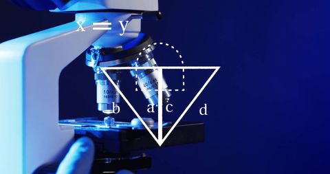 Microscopic research and data processing in high-tech laboratory