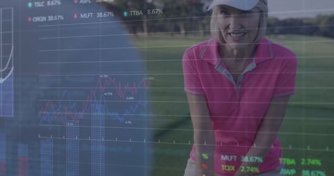 Data Analytics Interface Over Female Golfer - Download Free Stock Images Pikwizard.com