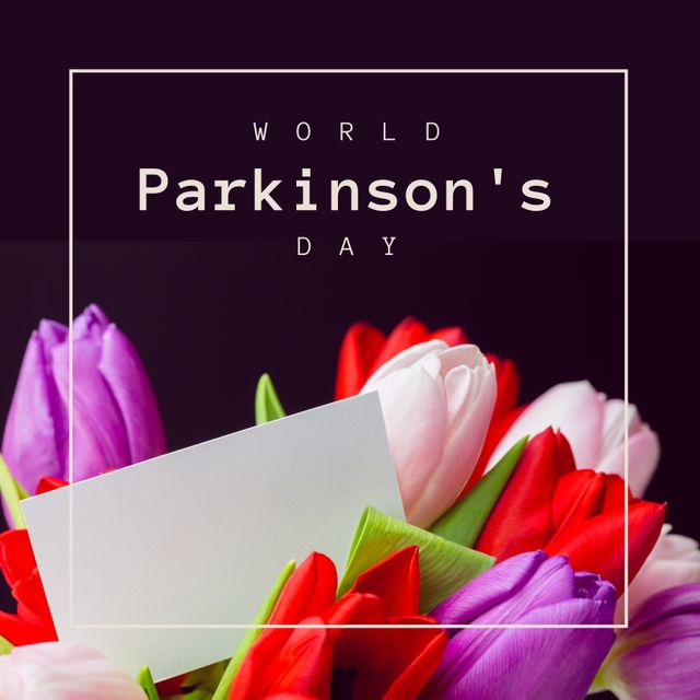 World Parkinson's Day with Tulips and Note for Awareness Campaign - Download Free Stock Templates Pikwizard.com