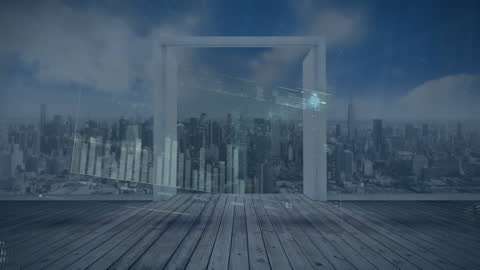 Man Using Smartphone Overlay on Urban Cityscape Digital Concept