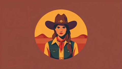 Hispanic rancher amidst desert sunset in iconic western style