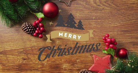 Festive Christmas Greeting with Rustic Wooden Decor - Download Free Stock Images Pikwizard.com