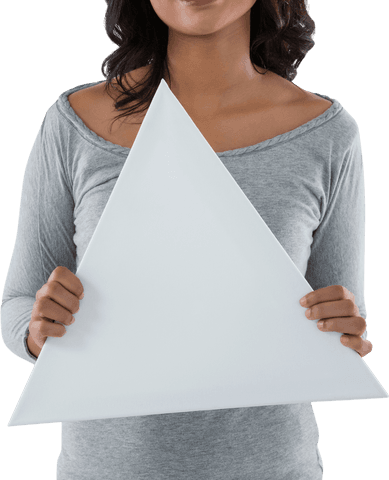 Woman Holding Transparent Triangle Shaped Cardboard Design