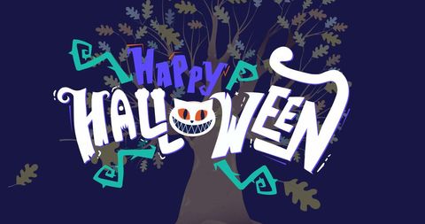 Halloween Greeting with Spooky Tree and Cat Head Design - Download Free Stock Images Pikwizard.com