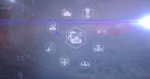 Digital Tech Icons on Navy Background Illustrating Global Connectivity - Download Free Stock Images Pikwizard.com