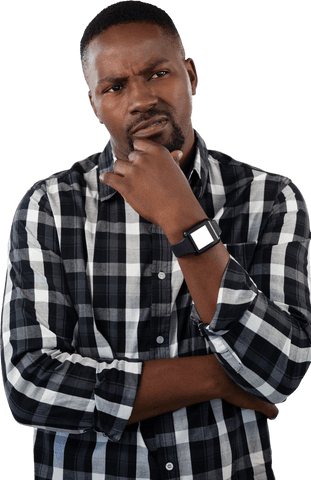 Thoughtful African American Man Thinking on Transparent Background - Download Free Stock Videos Pikwizard.com