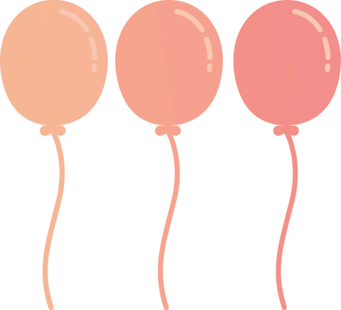 Floating balloons on uneven transparent background for celebrations