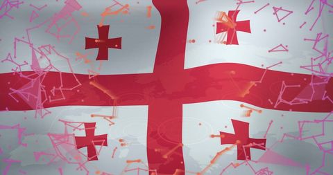 Georgian flag with vibrant abstract shapes and lines