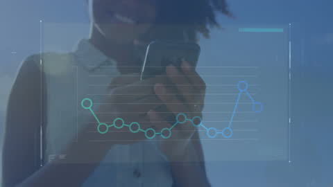Financial Data Visualization with Woman Using Smartphone