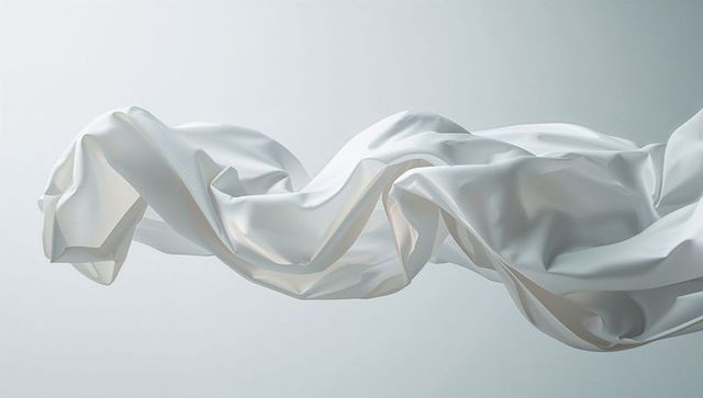 Floating white fabric billowing with gentle folds