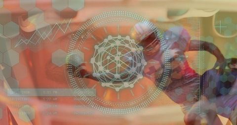 Futuristic Sports Data Visualization with Football Player in Motion