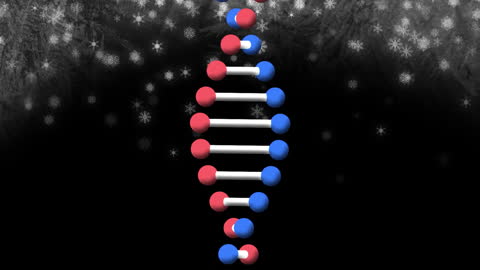 Digital DNA Structure with Snowflake Background