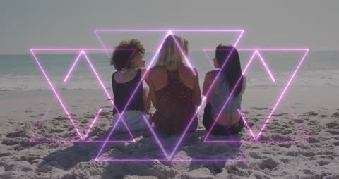 Modern Digital Art Overlay on Beach Scene Visualization