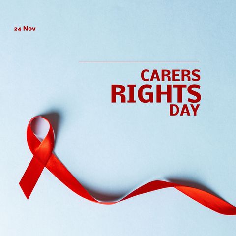 Carers Rights Day Celebration with Red Awareness Ribbon - Download Free Stock Templates Pikwizard.com