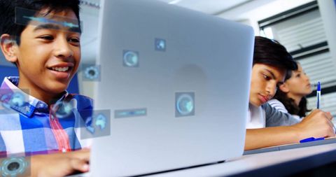 Biracial Male Student Engaging in Advanced Digital Learning - Download Free Stock Images Pikwizard.com