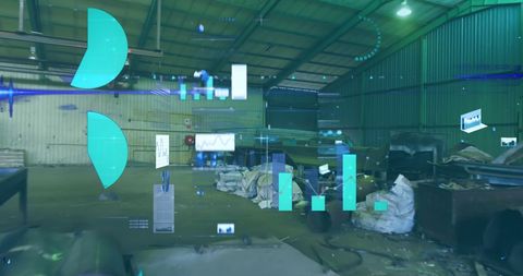 Digital Data Visualization in Industrial Factory Interior