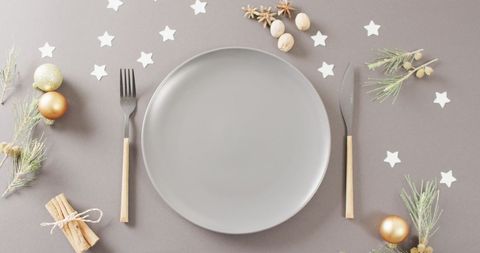 Christmas Place Setting with Gold Accents and Stars - Download Free Stock Images Pikwizard.com