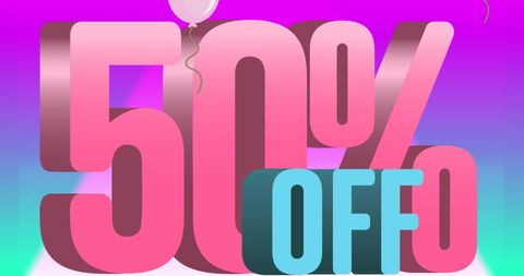 Vibrant 50% Off Sale with Balloons on Colorful Background - Download Free Stock Images Pikwizard.com