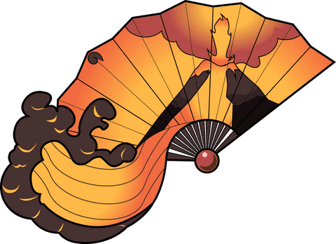 stylish folding hand fan with volcanic eruption design on transparent background - Download Free Stock Videos Pikwizard.com