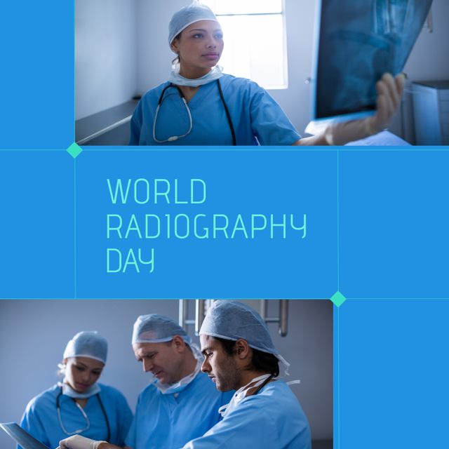 Celebration of World Radiography Day with Diverse Medical Professionals - Download Free Stock Templates Pikwizard.com