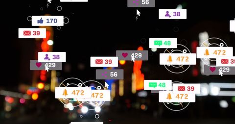 Social Media Icons Overactive Urban Nightscape City Communication - Download Free Stock Images Pikwizard.com