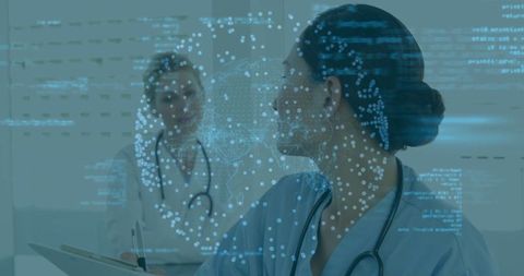 Nurse Reviewing Innovative Healthcare Data Over Clinical Setting